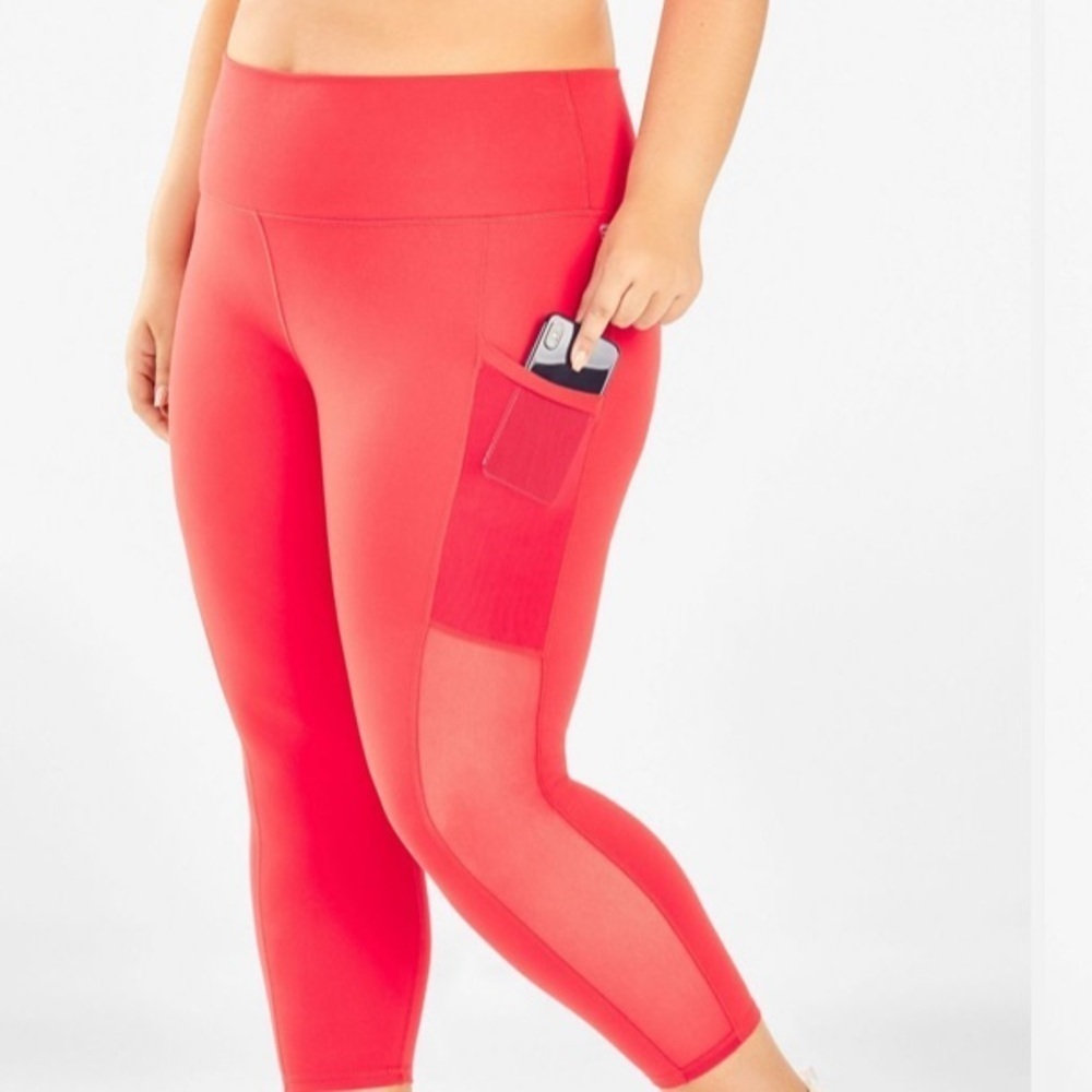Fabletics On-The-Go High Waisted Red Leggings Siz… - image 1